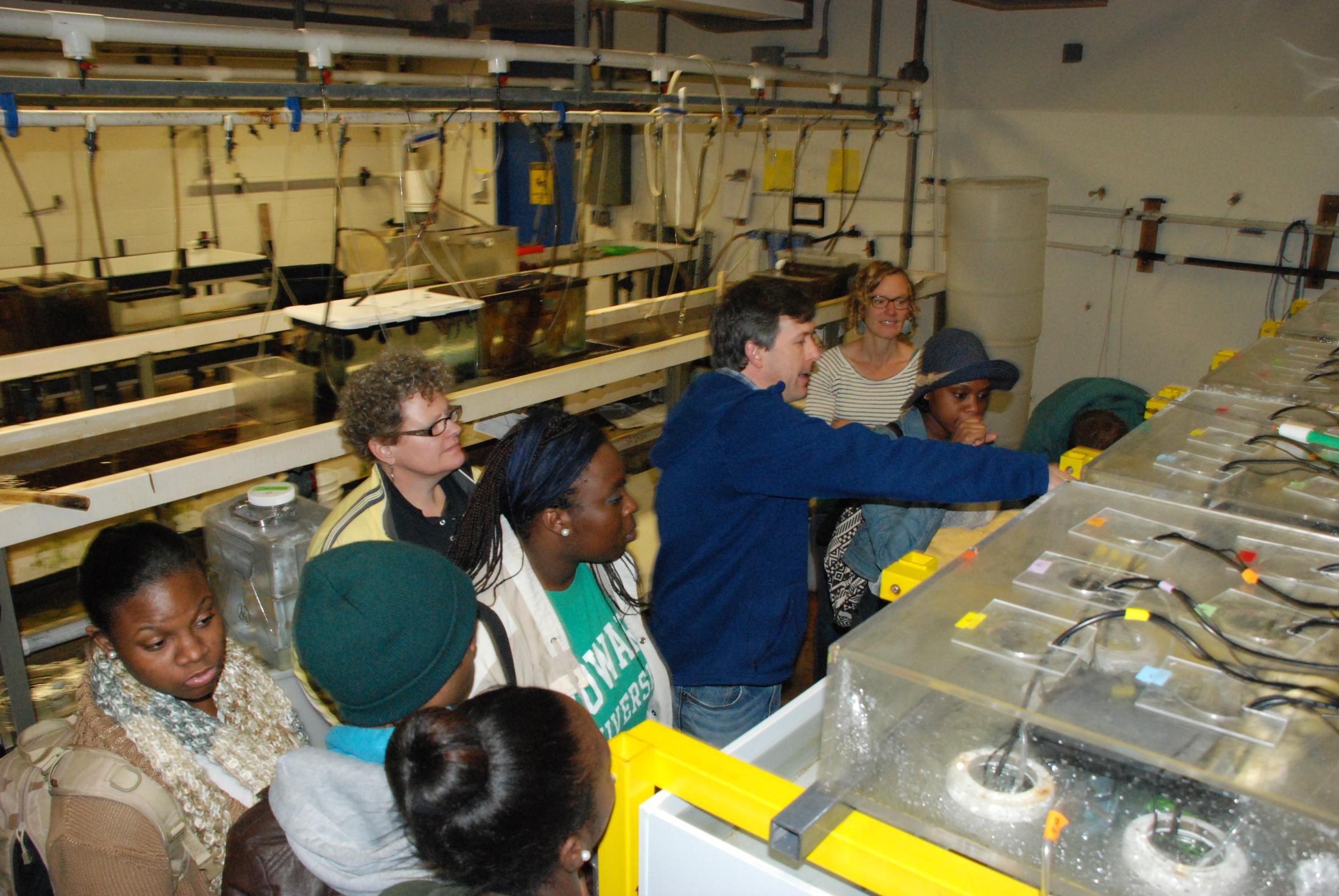 Dr. Eric Sanford and visitors to BML.