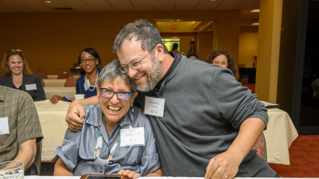 Jonathan Eisen, along with his mother, Laura, celebrate at the ADVANCE Award ceremony. (UC Davis) Jonathan Eisen, along with his mother, Laura, celebrate at the ADVANCE Award ceremony. (UC Davis)